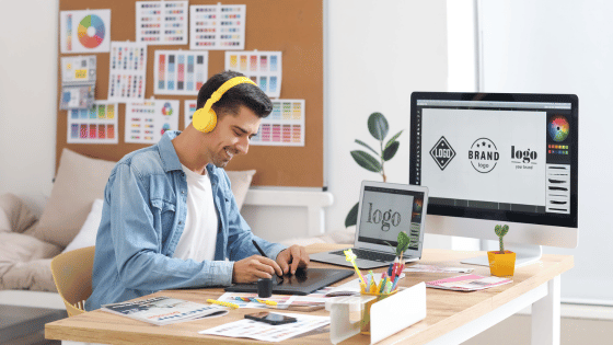 Artist using visual art software on Windows 11